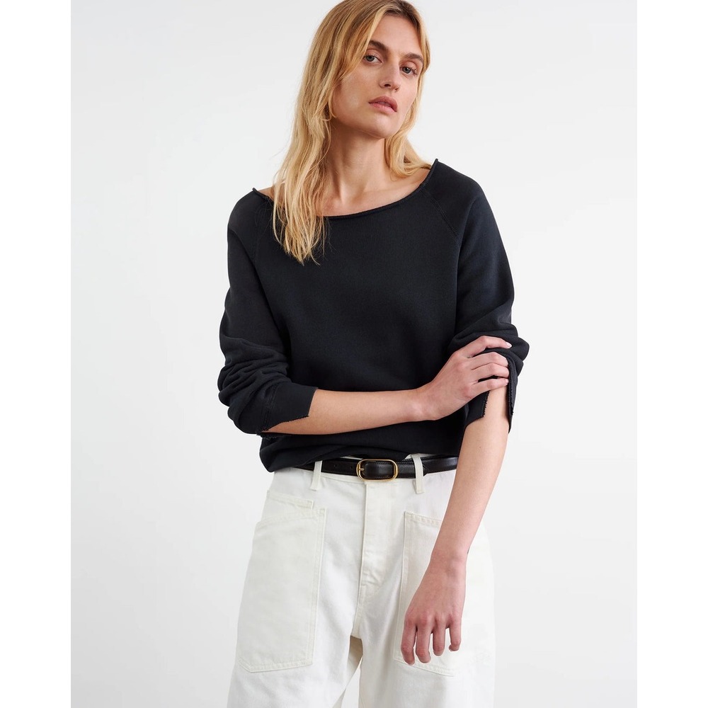 Nili Lotan Luka Scoop Neck Sweatshirt in Black Size Medium
